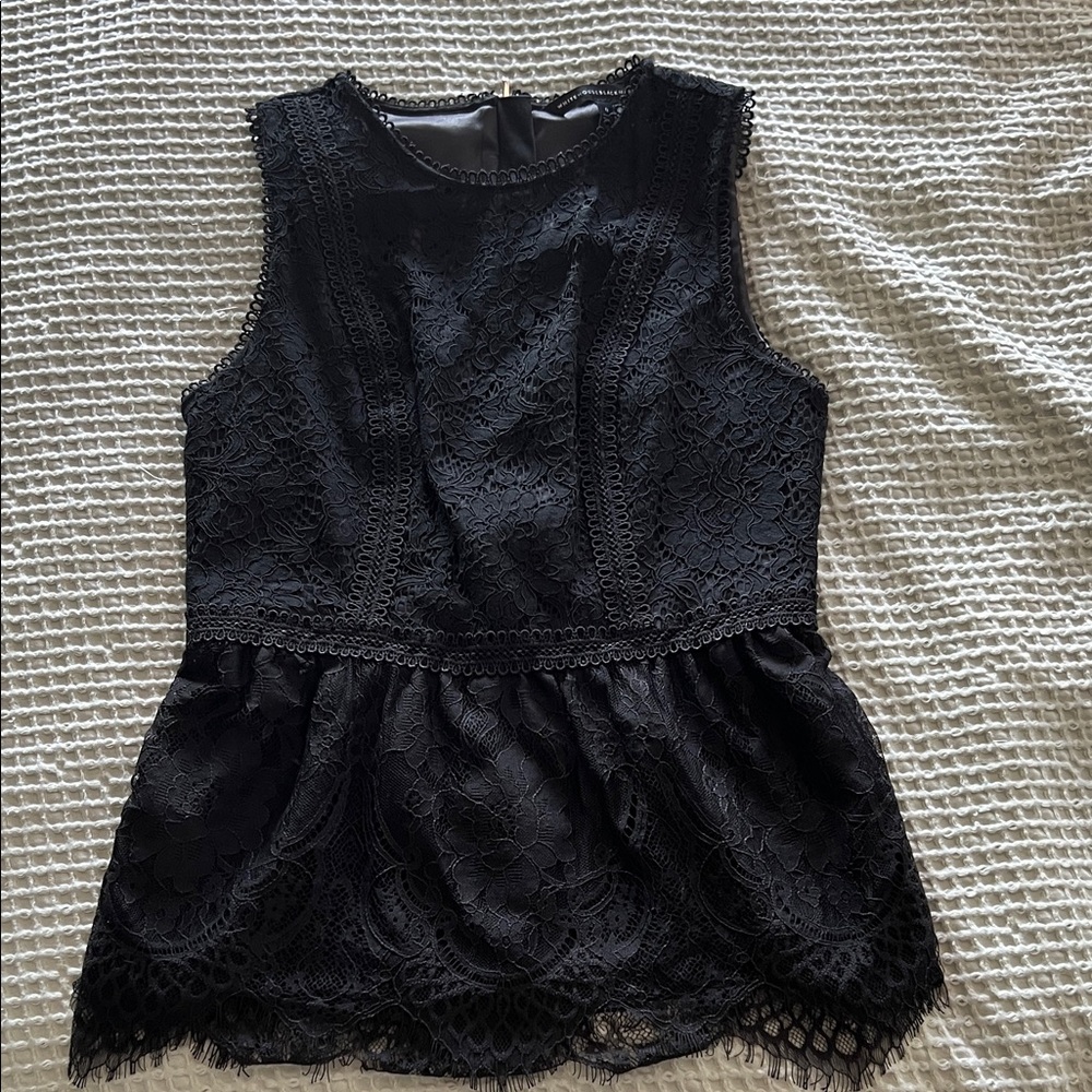 White House Black Market Black Lace Shell Top